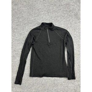 Icebreaker Merino 260 Shirt Unisex Kids 12 Black 1/4 Zip Long Sleeve Base Layer